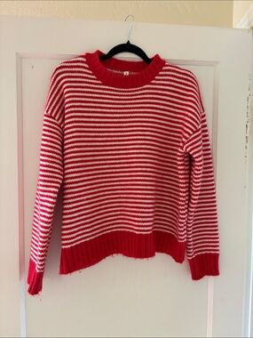 Wishlist Red and White Striped Crewneck Sweater